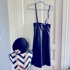 Vegan leather pinafore skirt made in France NWOT